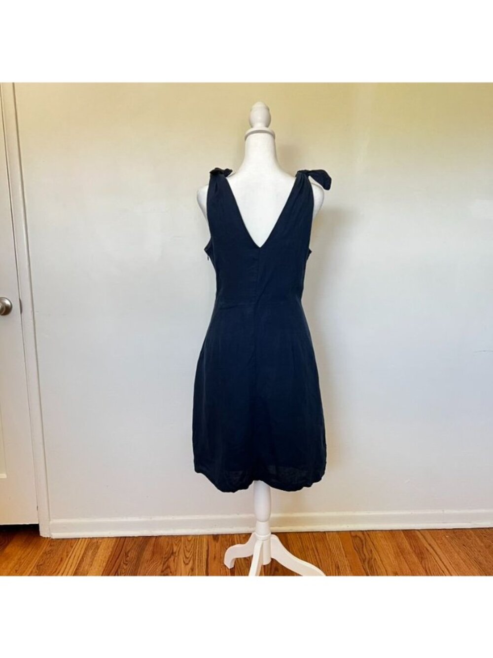 Gap Womens Sz S Linen Sleeveless Navy Midi Dress Classic Minimalist Timeless - Picture 5 of 16